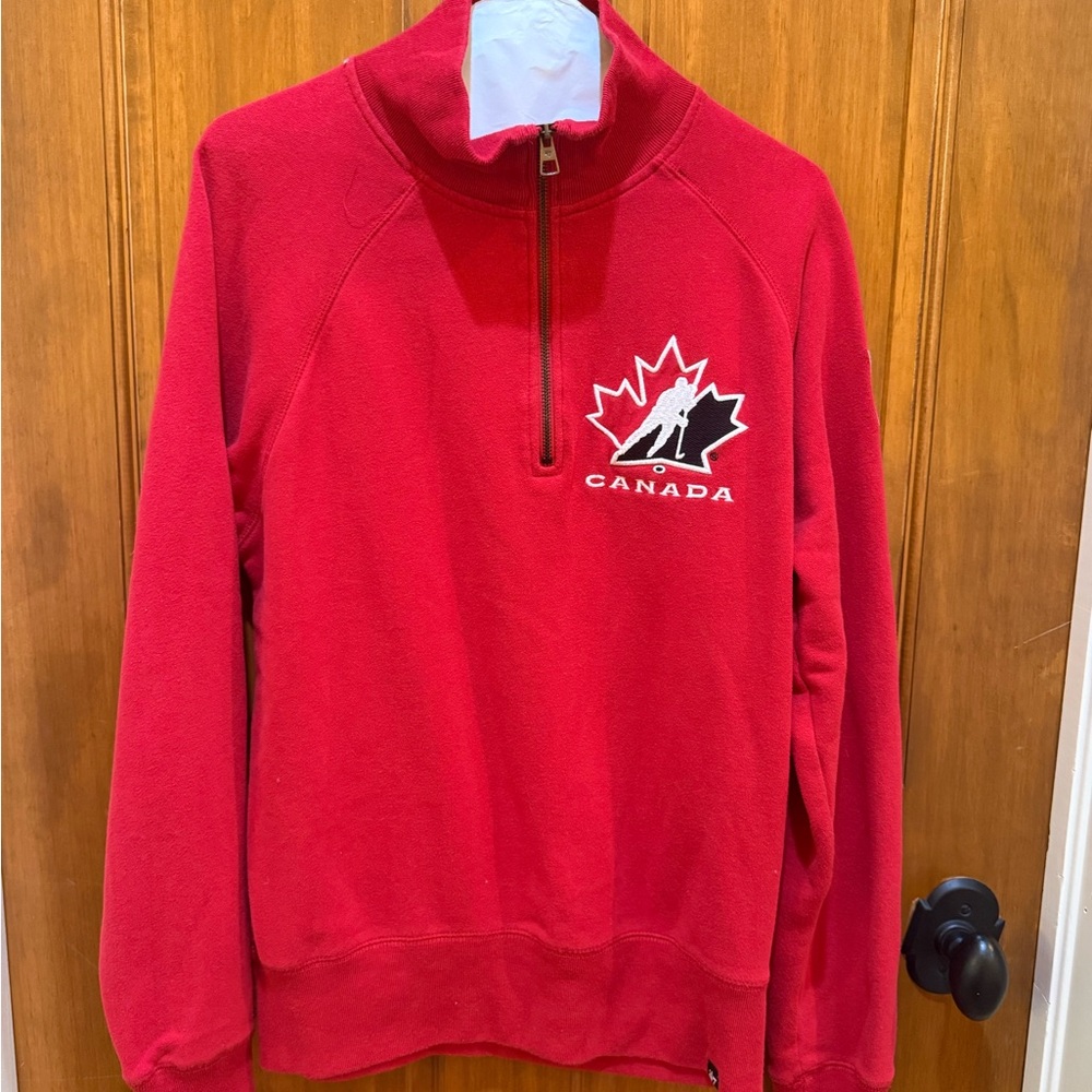 Vibrant Red Zip Up Sweater with High Collar